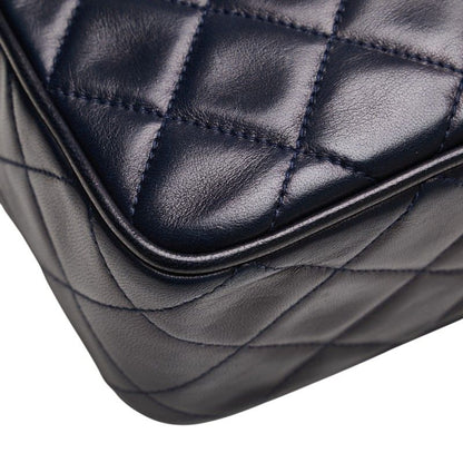 Chanel Matelasse Coco Mark Fringe Chain Shoulder Bag Navy Lambskin Women Chanel