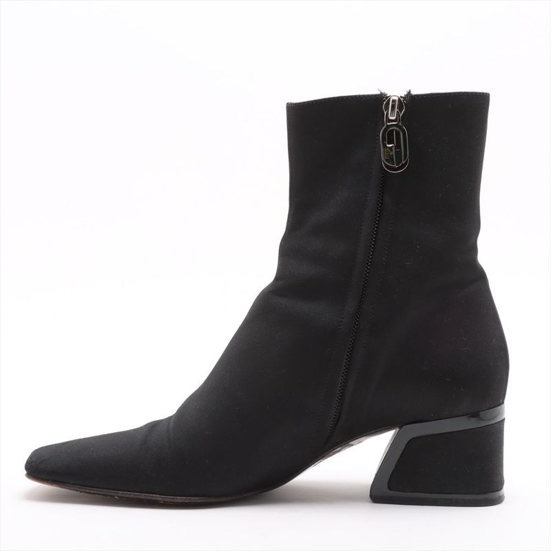 Gucci Satin And Leather Short Boots Women's 36 C 104 0252 Black Made In Italy