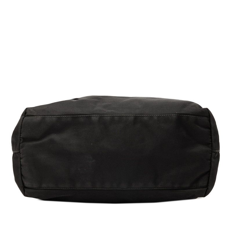 Prada Triangle Logo Plate Tote Handbag Black Nylon Women Prada