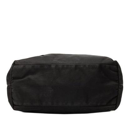 Prada Triangle Logo Plate Tote Handbag Black Nylon Women Prada
