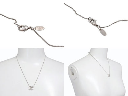 Chanel CC Logo Double Sided Rhinestone Necklace 10 44 Silver Metal — view 5