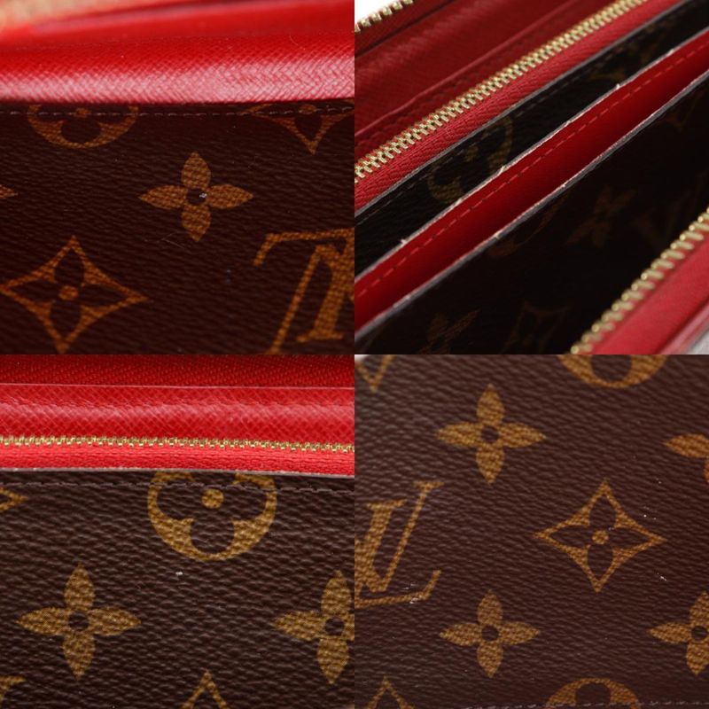 Louis Vuitton Zippy Wallet Retiro M61854 Monogram Canvas Threes Brown/red