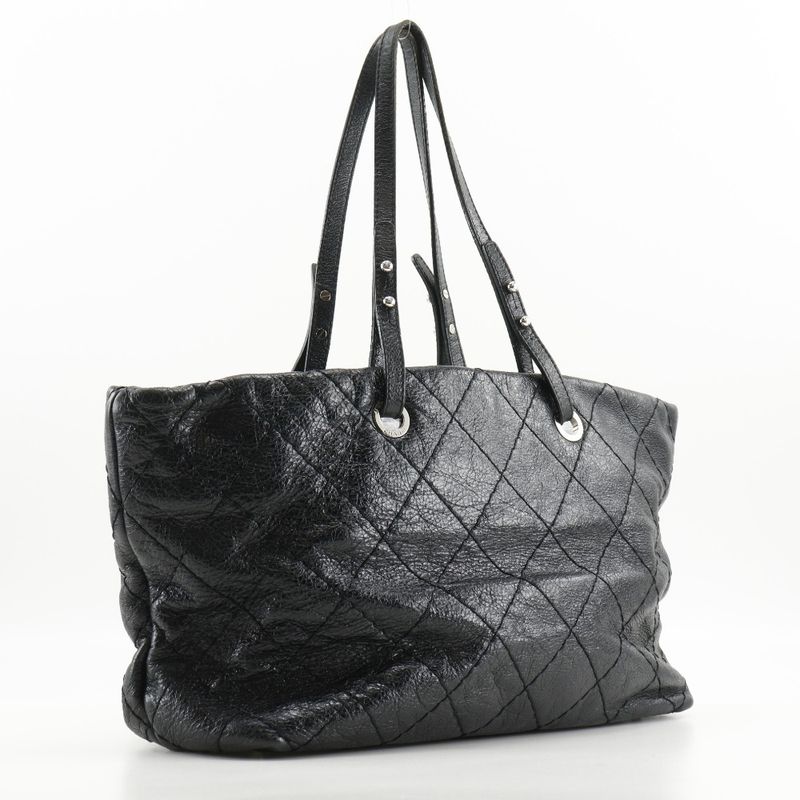Chanel On The Road Coco Mark A48019 Leather Black Women's Tote Bag