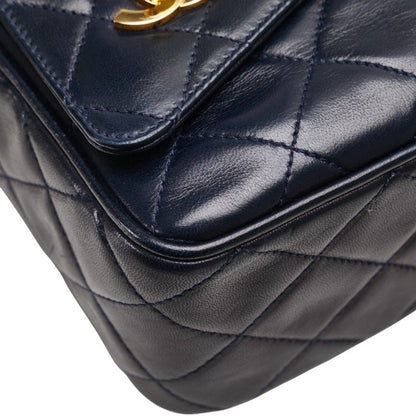 Chanel Matelasse Coco Mark Fringe Chain Shoulder Bag Navy Lambskin Women Chanel