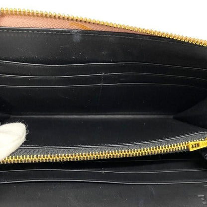 Loewe Linen Zip Wallet Long Wallet Round Zipper Anagram Leather Pink Beige