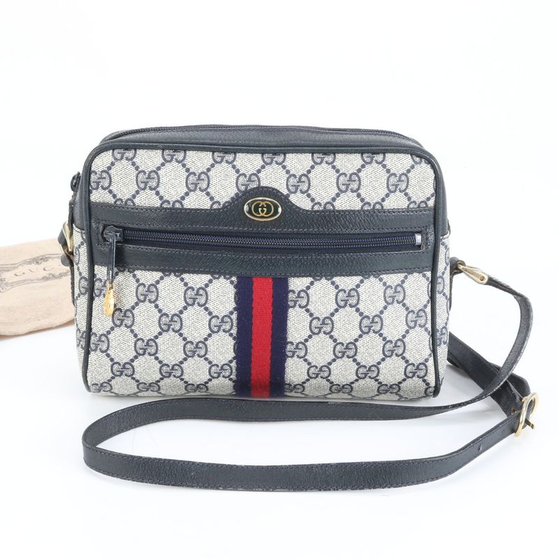 Vintage Gucci GG Supreme Sherry Line Leather Shoulder Bag Crossbody 010 Women