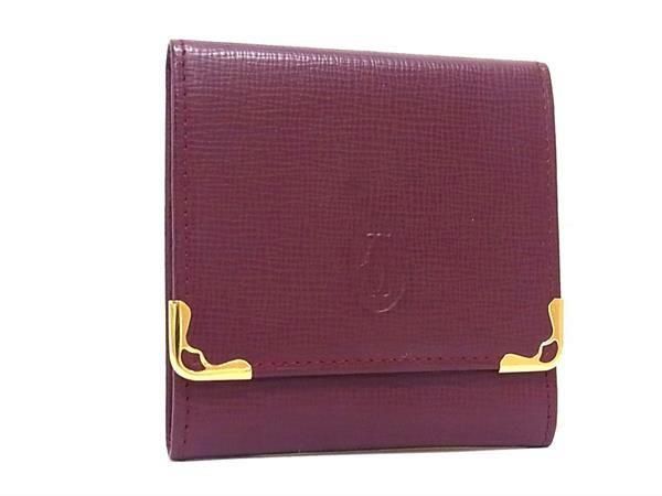 Cartier Must Line Leather Bifold Wallet Coin Purse Bordeaux Bl2068