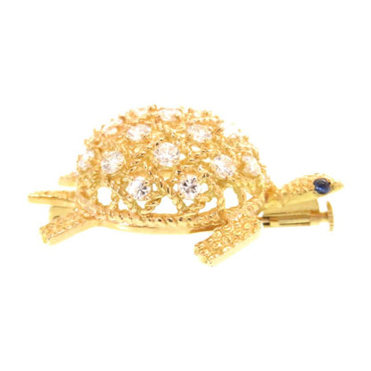 Cartier Turtle 750yg Diamond/sapphire Brooch 18K Yellow Gold/diamond/sapphire