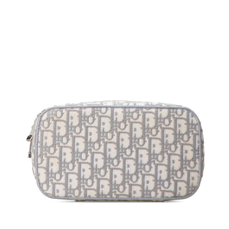 Dior Oblique Travel Vanity Vanity Bag Handbag Gray White Canvas Women's Dior