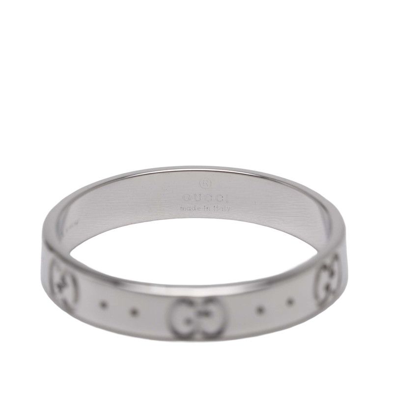 Gucci Icon Ring #20 18K White Gold White Togo Old Men's Gucci