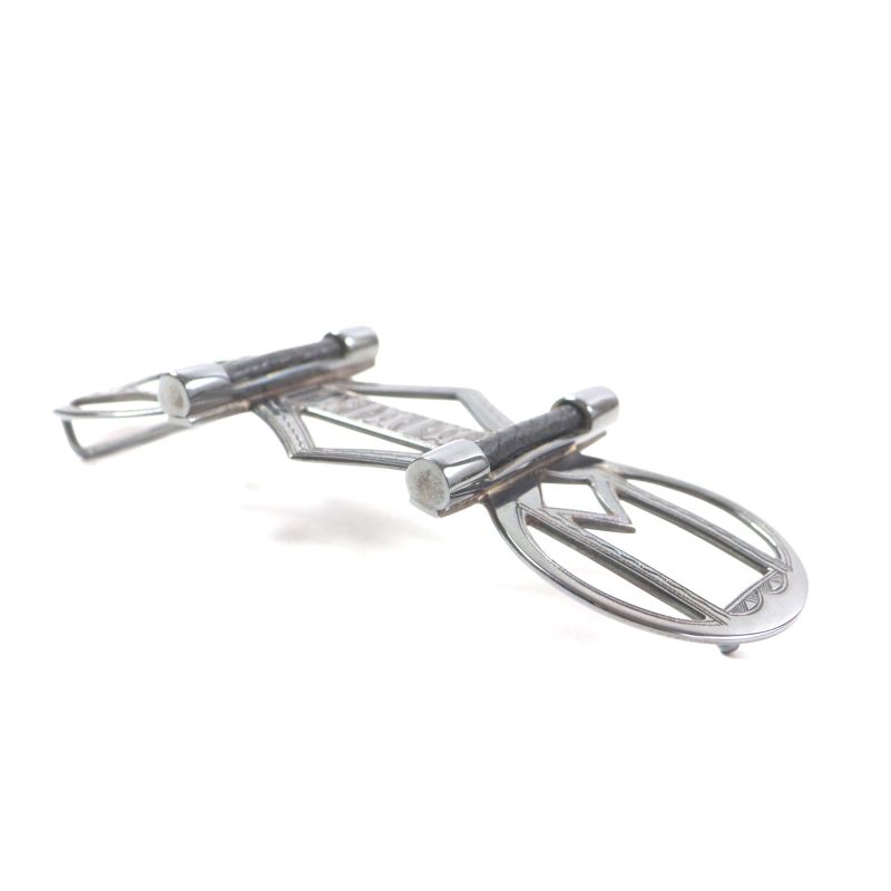 Hermes Touareg Hand Engraved Design Chrome Color Leather Use Belt Buckle Sv925