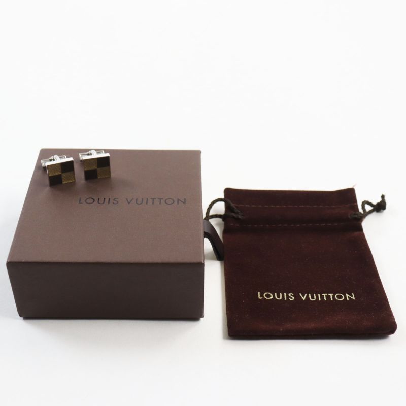 Louis Vuitton Bouton De Manchettes Ag925 Damier Cufflinks Button