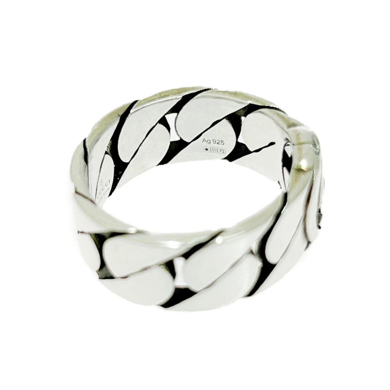 Gucci Silver Interlocking G Chain Ring 6.4g 925 Engraved 481156 Ring