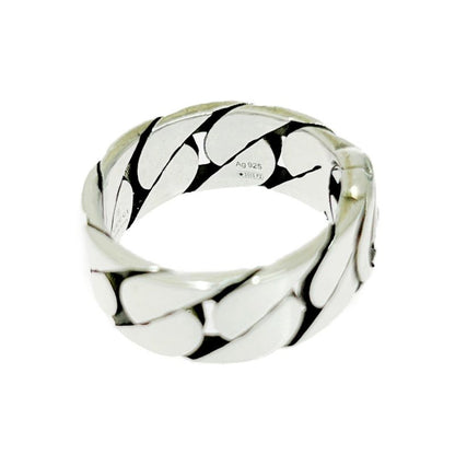 Gucci Silver Interlocking G Chain Ring 6.4g 925 Engraved 481156 Ring