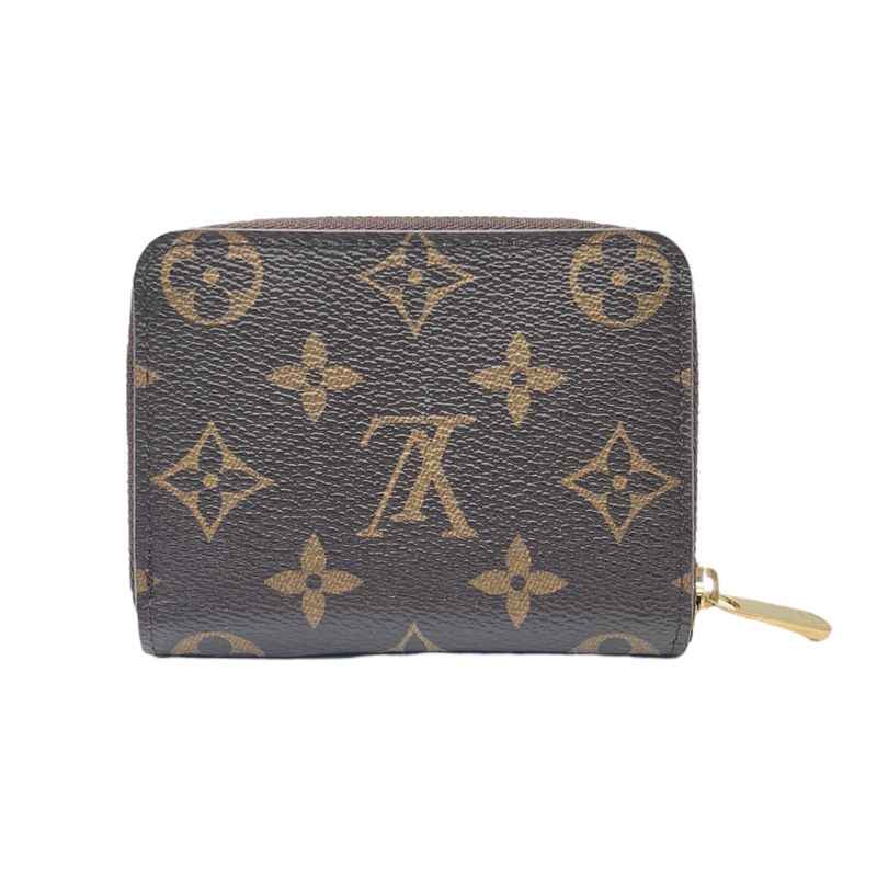 Louis Vuitton Bifold Wallet Leather Zippy Coin Purse Monogram Brown