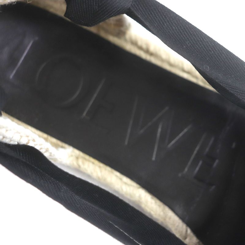 LOEWE 731911 Espadrilles Lace-up Shoes Canvas Black Beige 42 With Box/storage