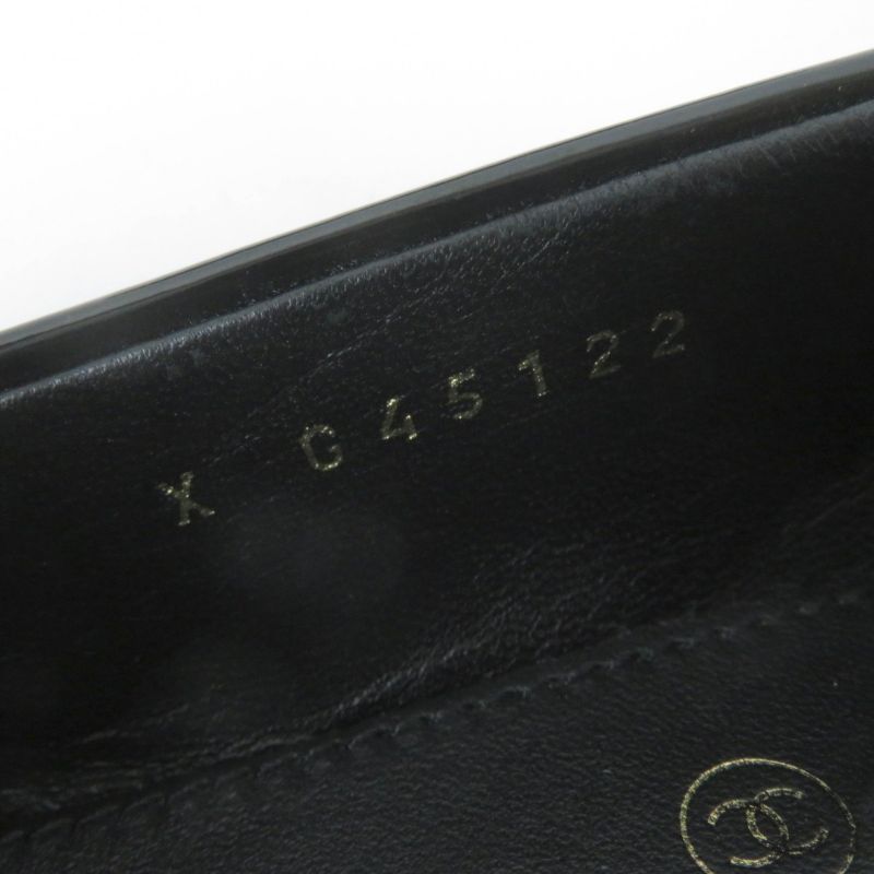 CHANEL 23B G45122 Coco Mark Matelasse Leather Patent Leather Flat Pumps Ballet