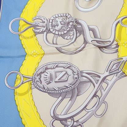 Hermes Scarf Carré 90 Silk Multicolor Ice Blue Yellow LIFT Profile Women Hermes
