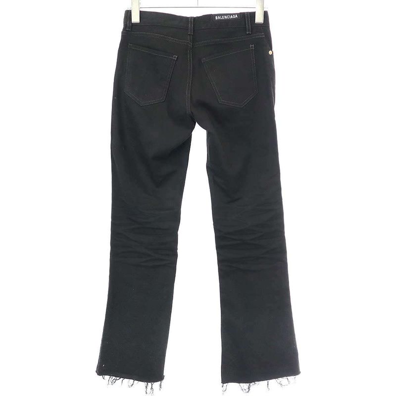 Balenciaga 21ss Cut-Off Damaged Denim Pants 657647 Tjw63 Black 25
