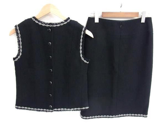 Chanel 04A P24652v15066 Coco Mark Wool Setup Vest Skirt 36 Clothing