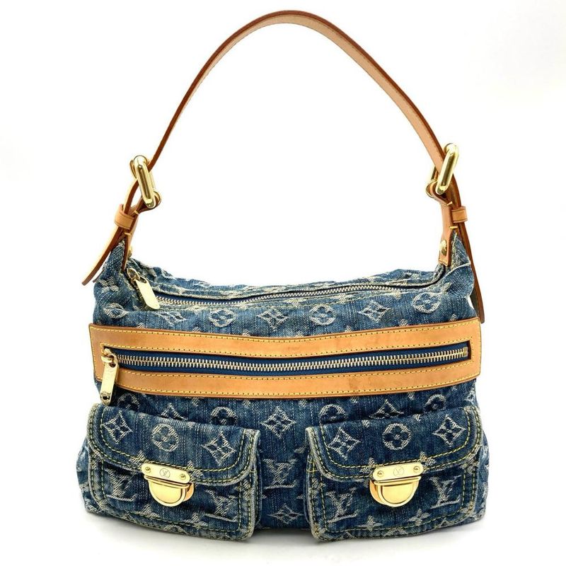 Louis Vuitton Baggy PM Shoulder Bag Monogram Denim M95049 Blue Fl0016