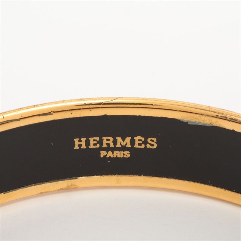 Hermes Emile GM Bangle Logo Horse Cart GP × Enamel Gold × Cream Made In Austria