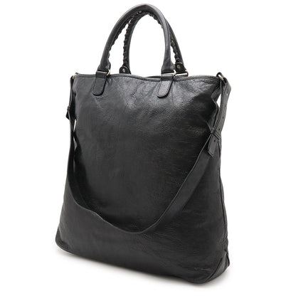 Balenciaga Tote Bag 2WAY Shoulder Bag Leather Black With Silver Hardware 298978