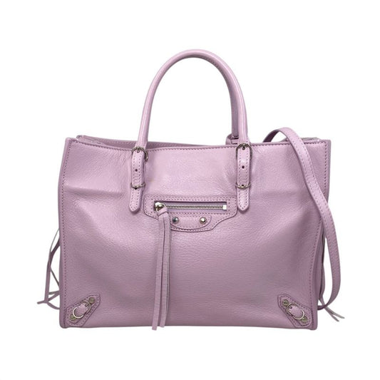 Balenciaga Handbag Shoulder Bag Paper A6 Zip Around 370926 Leather Pink Silver
