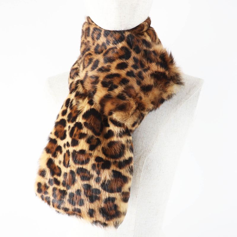 Gucci 322989 Lapin Fur Leopard Pattern Lining 100% Silk GG Pattern Shawl /