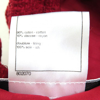 CHANEL P44003/p44008 Coco Button Cotton Tweed Jacket Skirt Setup Red 36 Made In