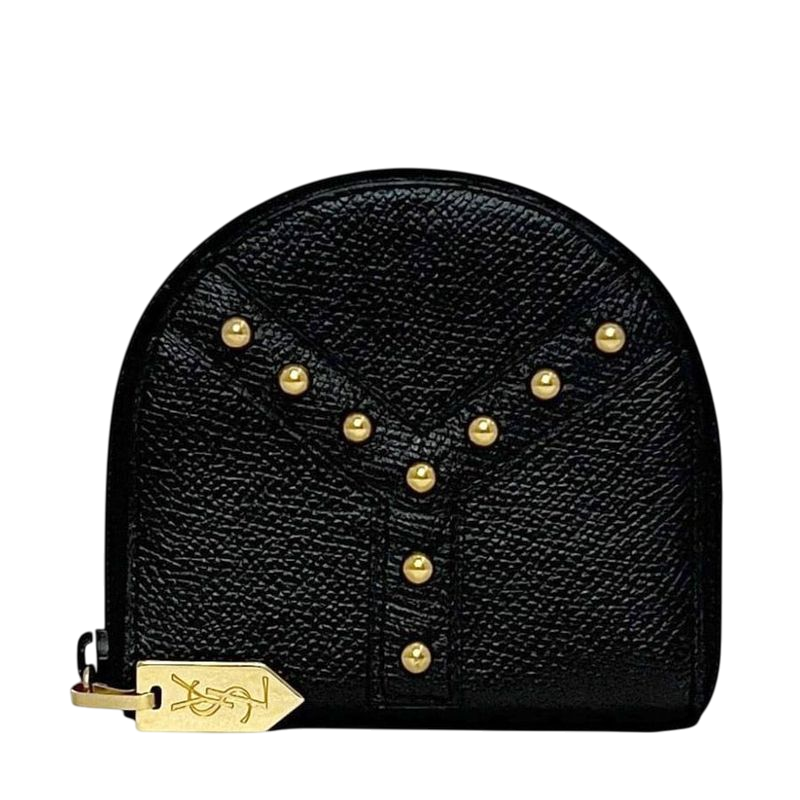 Yves Saint Laurent Coin Case Black Coin Purse Excellent Condition Leather