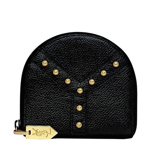 Yves Saint Laurent Coin Case Black Coin Purse Excellent Condition Leather