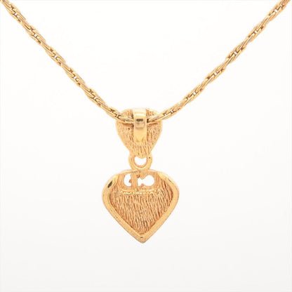 Christian DIOR CD Logo Necklace GP With Rhinestones Gold