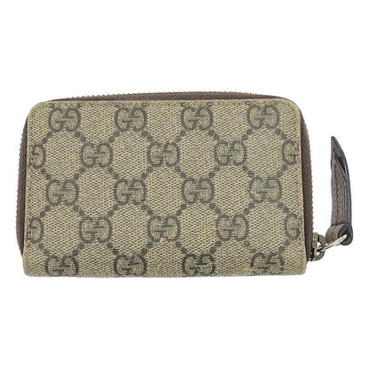 Gucci - 474296 Taiga - Head GG Supreme Round Zipper Coin Case - Brown Gold -