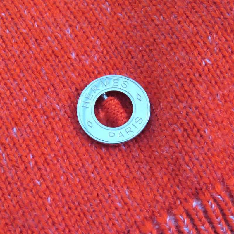 Hermes 2023 3h2600d1 100% Cashmere Circle Logo Part Short Sleeve Knit Top