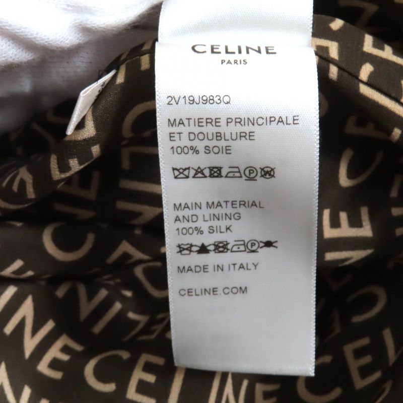 Celine 2v19j983q 100% Silk Eddy Triomphe Button Full Logo Design Collarless
