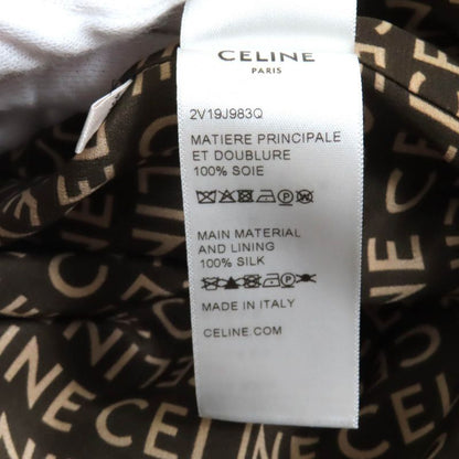 Celine 2v19j983q 100% Silk Eddy Triomphe Button Full Logo Design Collarless