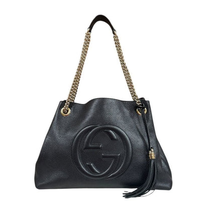 Gucci Soho Shoulder Bag Leather 536196 Black Ladies Gucci  Gucci