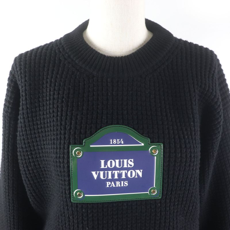 Louis Vuitton 23AW LV Street Sign Cashmere Blend Logo Patch Waffle Knit