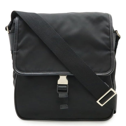 Prada Shoulder Bag Messenger Bag Crossbody Nylon Leather NERO Black Silver