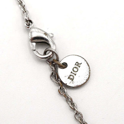 Christian DIOR CD Logo Rhinestone Necklace Silver Color Women's Accessories