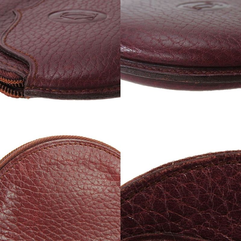 Cartier Must Do Round Coin Case Must Line Leather Bordeaux Gold Hardware Small