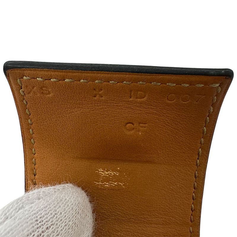 Hermes Bangle Women's Branded Collierd Chien Calf Black Gold Hardware Size XS