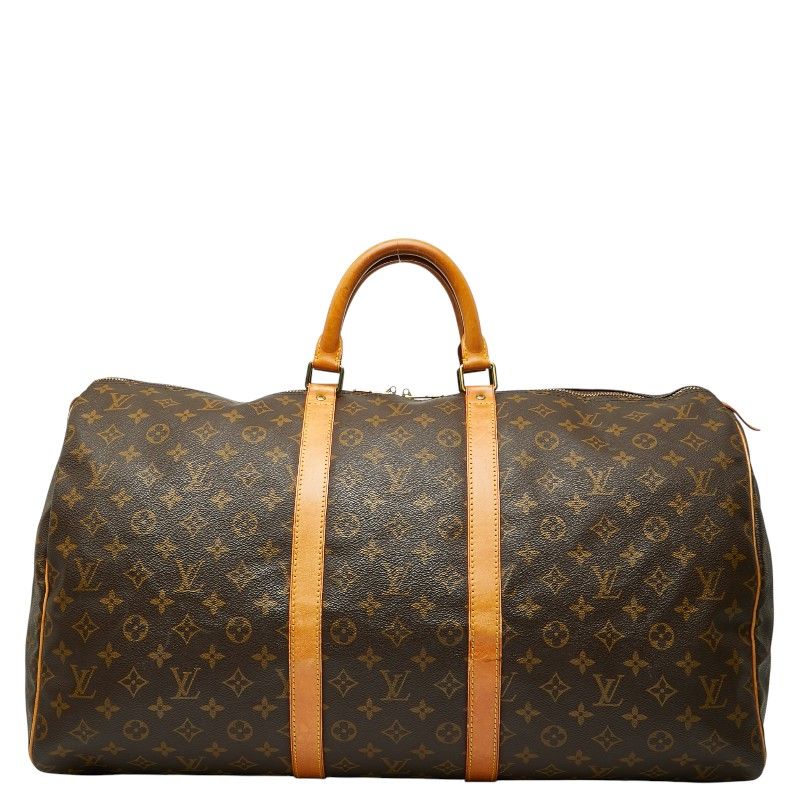 Louis Vuitton Monogram Keepall 55 Boston Bag Travel Bag M41424 Brown PVC