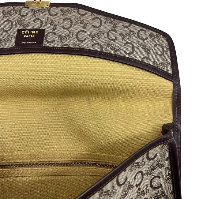 Celine Clutch Bag Beige Brown C Macadam Rare Canvas
