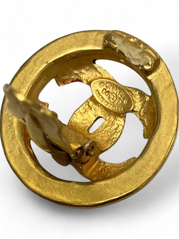 Chanel 01P Coco Mark Circle Earrings Ladies Gold