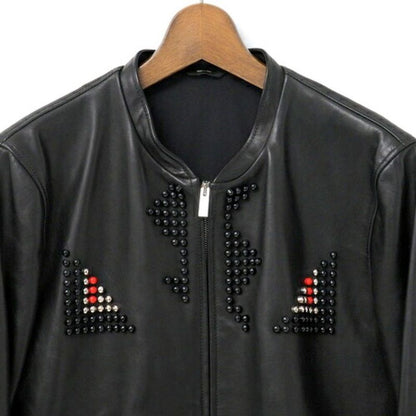 Fendi Monster Jacket Size 48 Bugs Studded Leather Single Riders Jacket Made In