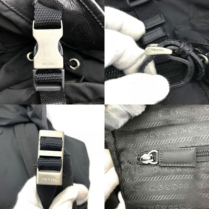 Sale/prada Nylon/bottom Leather Backpack/daypack Black Triangle Logo Triangle