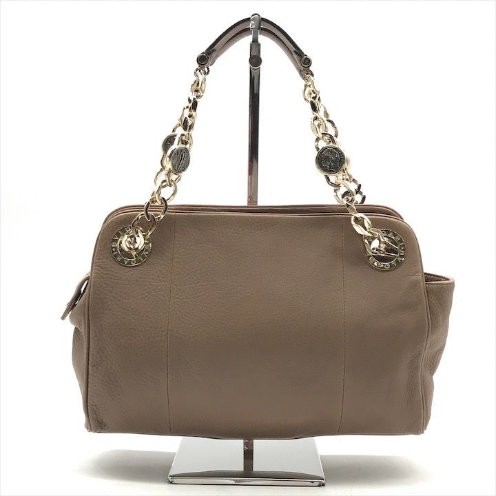 Bvlgari Monet Leather Chain Hand Bag Beige