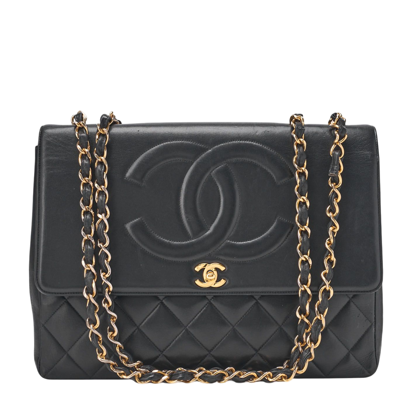 Chanel Shoulder Bag Decacoco Turnlock Matelasse Black Gold Hardware Brand [no